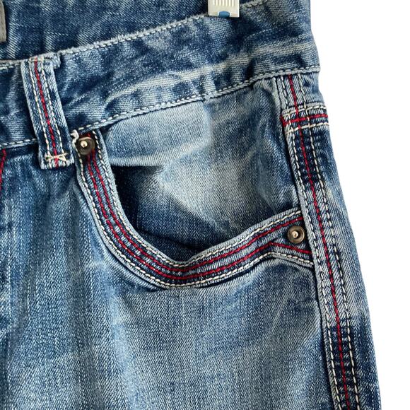 Womens Black Denim Mid Wash Faded Western Cowgirl Low Rise Boot Cut Jeans 30 - Picture 7 of 15